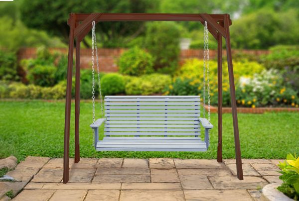 Swing on a brick porch